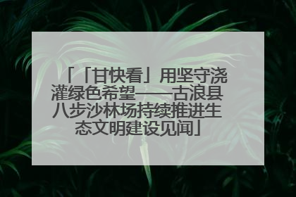 「甘快看」用坚守浇灌绿色希望——古浪县八步沙林场持续推进生态文明建设见闻