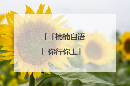 「楠楠自语」你行你上