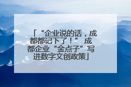 “企业说的话，成都都记下了！” 成都企业“金点子”写进数字文创政策