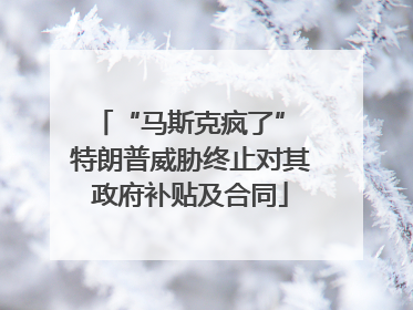 “马斯克疯了” 特朗普威胁终止对其政府补贴及合同