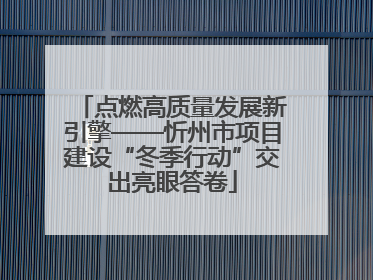 点燃高质量发展新引擎——忻州市项目建设“冬季行动”交出亮眼答卷