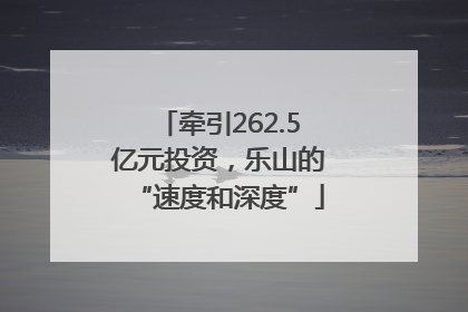 牵引262.5亿元投资，乐山的“速度和深度”