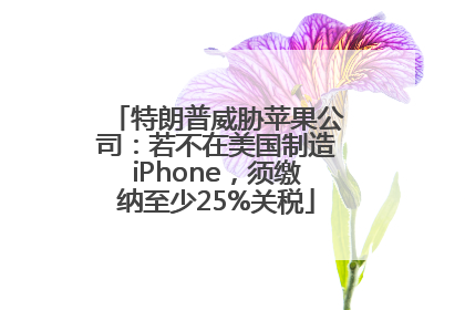 特朗普威胁苹果公司：若不在美国制造iPhone，须缴纳至少25%关税