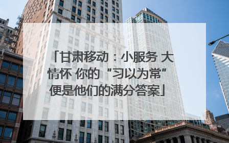 甘肃移动：小服务 大情怀 你的“习以为常”便是他们的满分答案