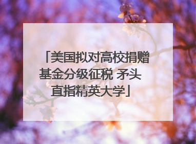 美国拟对高校捐赠基金分级征税 矛头直指精英大学