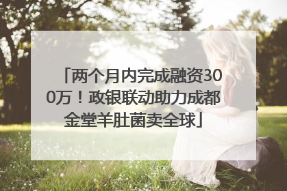 两个月内完成融资300万！政银联动助力成都金堂羊肚菌卖全球
