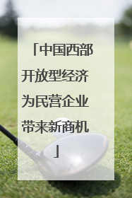 中国西部开放型经济为民营企业带来新商机