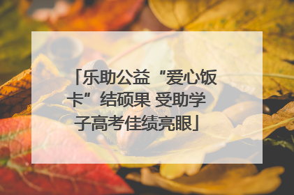 乐助公益“爱心饭卡”结硕果 受助学子高考佳绩亮眼