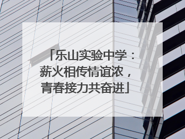 乐山实验中学：薪火相传情谊浓，青春接力共奋进