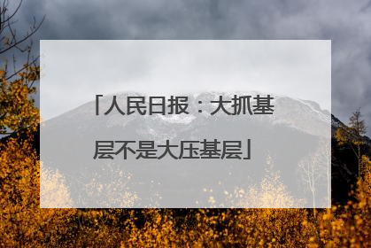 人民日报：大抓基层不是大压基层