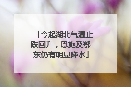 今起湖北气温止跌回升，恩施及鄂东仍有明显降水