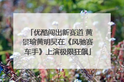 优酷闯出新赛道 黄景瑜黄明昊在《风驰赛车手》上演极限狂飙