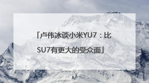 卢伟冰谈小米YU7：比SU7有更大的受众面