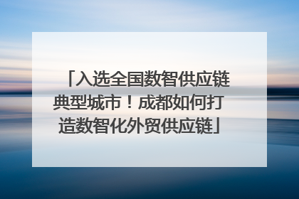 入选全国数智供应链典型城市！成都如何打造数智化外贸供应链
