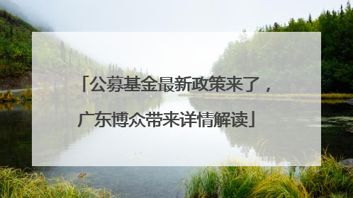 公募基金最新政策来了，广东博众带来详情解读