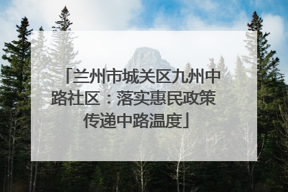 兰州市城关区九州中路社区：落实惠民政策 传递中路温度