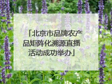 北京市品牌农产品矩阵化溯源直播活动成功举办