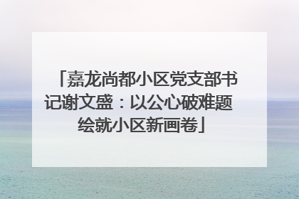 嘉龙尚都小区党支部书记谢文盛：以公心破难题 绘就小区新画卷