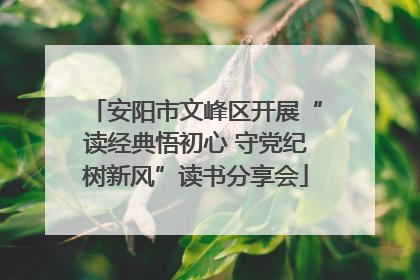 安阳市文峰区开展“读经典悟初心 守党纪树新风”读书分享会
