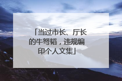 当过市长、厅长的牛弩韬，违规编印个人文集