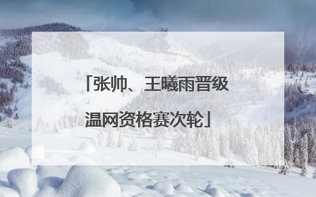 张帅、王曦雨晋级温网资格赛次轮