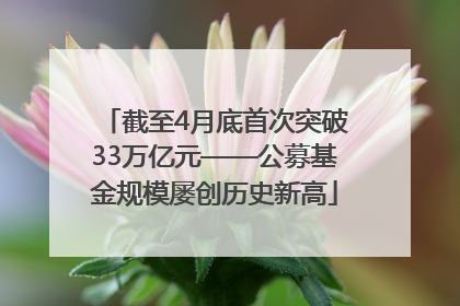 截至4月底首次突破33万亿元——公募基金规模屡创历史新高