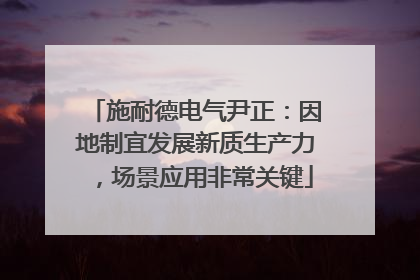 施耐德电气尹正：因地制宜发展新质生产力，场景应用非常关键