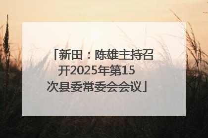 新田：陈雄主持召开2025年第15次县委常委会会议