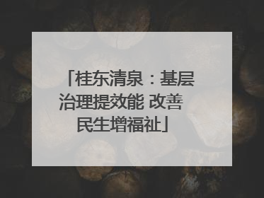 桂东清泉：基层治理提效能 改善民生增福祉