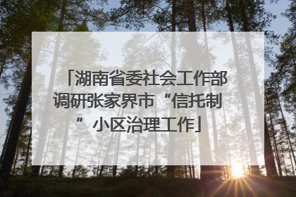湖南省委社会工作部调研张家界市“信托制”小区治理工作
