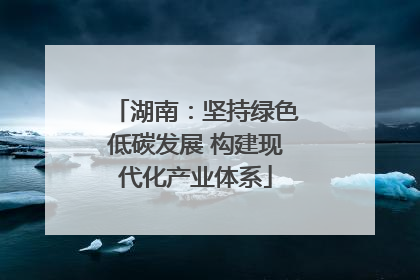 湖南：坚持绿色低碳发展 构建现代化产业体系
