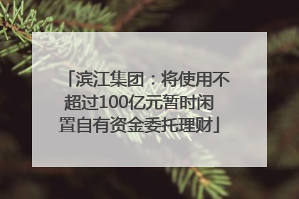 滨江集团：将使用不超过100亿元暂时闲置自有资金委托理财