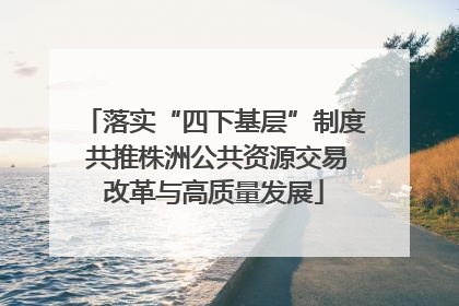 落实“四下基层”制度 共推株洲公共资源交易改革与高质量发展