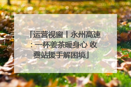 运营视窗丨永州高速：一杯姜茶暖身心 收费站援手解困境
