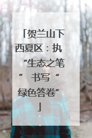 贺兰山下西夏区：执“生态之笔” 书写“绿色答卷”