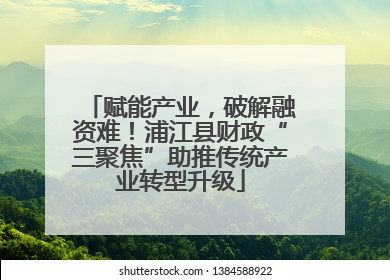 赋能产业，破解融资难！浦江县财政“三聚焦”助推传统产业转型升级