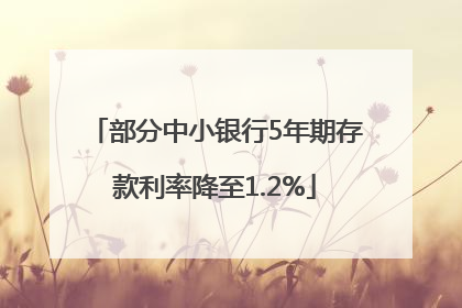 部分中小银行5年期存款利率降至1.2%
