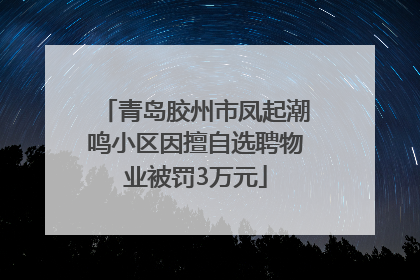 青岛胶州市凤起潮鸣小区因擅自选聘物业被罚3万元