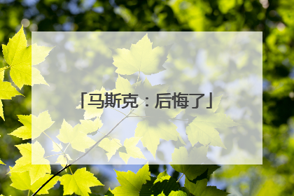 马斯克：后悔了