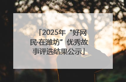 2025年“好网民·在潍坊”优秀故事评选结果公示