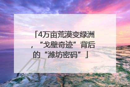 4万亩荒漠变绿洲，“戈壁奇迹”背后的“潍坊密码”